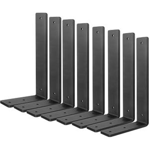 Floating Shelf Bracket 12 Inch, 8 Pack Heavy Duty Shelf Brackets, Black Wall Shelf Bracket for DIY Decorative with Mounting Hardware (L 12" x H 6" x W1.5")