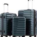 COOLIFE Expandable Suitcase PC ABS TSA Luggage 3 Piece Set Lock Spinner Carry on (Teal blue)
