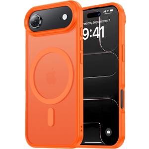 Tigowos Magnetic for iPhone Air Case Fits MagSafe 16FT Drop Resistant Matte Skin Feeling Back Cover Shockproof Slim Fit for iPhone 17 Air Phone Case 6.5 inch,Orange