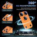 Uyiton Compatible with iPhone 17 Pro Camera Lens Protector - [Not Easy to Break][Strong Adsorption][Case-Friendly] Metal Tempered Glass Rear Camera Screen Cover - Cosmic Orange