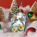 XIAOAIKASet of 3 Stained Glass Style Ornaments, Christmas Tree Hanging Decorations and Acrylic Window Suncatchers, Butterfly, Hummingbird and Sea Turtle Designs, for Women Mom