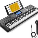 Donner Keyboard Piano, 61 Key Piano Keyboard for Beginner/Professional, Electric Keyboard Kit with 249 Voices, 249 Rhythms - Includes Music Stand, Microphone, Black (DEK-610S), Compact