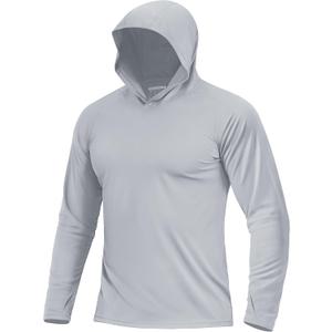 Boladeci Men's UPF 50+ Sun Protection Lightweight Hoodie Shirts Long Sleeve Fishing Shirt SPF UV Hiking Swim (Gray)