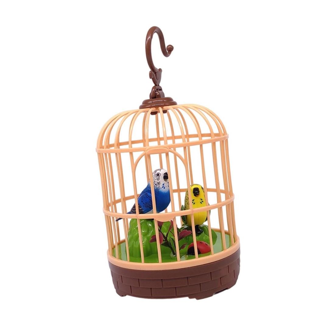 HWD Voice-Activated Induction Birds Birdcage Toy, Talking Chirping Fluttering Parrot Birds Toys Gifts for Baby Toddler Kids Children (B)