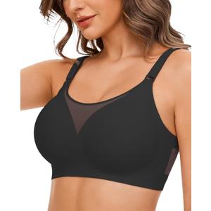 Avidlove Wireless Bras for Women Seamless Push Up Full Coverage Bra Mesh Comfy Bralette Tshirt Everyday Bras (3X-Large, Black)