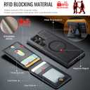 K1 2 in 1 Detachable Magnetic Phone Cases Compatible with Samsung Galaxy S24 Ultra Case with Card Holder Ring, Compatible with Magsafe Wallet, Leather 6.8'' RFID Blocking (S24 Ultra,Black)