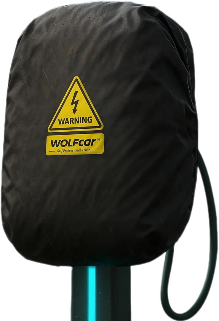 WOLFCAR EV Charger Cover for Tesla Wall Connector/Level 2 Charger Enclosure, 4-Layer Waterproof & Windproof Protector with Buckle Straps, UV-Resistant All Weather Covers for Outdoor Charging Stations