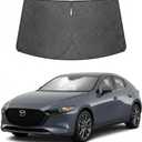 Proadsy Windshield Sun Shade Custom Fit Mazda 3 2019-2026 Ice Crystal Black Front Window Sunshade UV and Heat Blocker Foldable Visor Keeps Car Cooler for Summer Parking and Daily Use