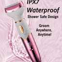 3 x 4 in 1 Bikini Body Trimmer for Women | Rechargeable & Waterproof | Grooming Kit with Body, Facial, Eyebrow and Nose Attachments | Precision Trimmer for Smooth, Painfree Hair Removal (Rosegoldwhite)