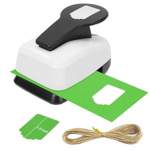 UCEC Paper Craft Tag Punch 2 Inches with 1 Roll Hemp Rope 32ft, Tag Shape Lever Action Craft Puncher for Paper Crafting Scrapbooking Cards Arts for DIY Projects (Price Label)