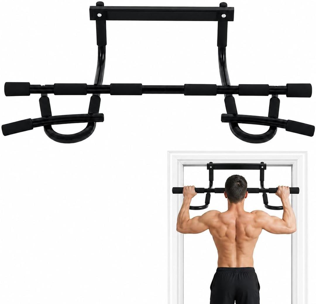 Heavy Duty Doorway Pull Up Bar, No Drill Multi-Grip, 500LBS