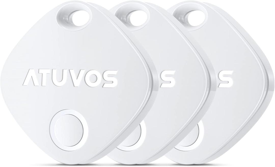 ATUVOS Air Tags-3 Pack, Bluetooth Luggage Tracker Works with Apple Find My APP (iOS Only, Not for Android), Keys Finder and Item Locator for Luggage, Backpack, Suitcases, Replaceable Battery (White)