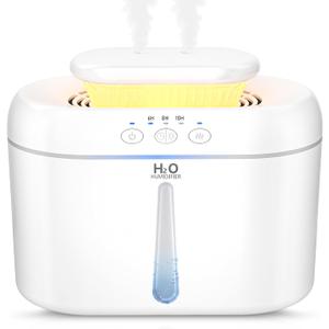 COO Humidifiers for Bedroom, 2L Tank for Large Room, 30 Hour Runtime, 28dB Quiet Cool Mist Humidifier for Home, Baby Nursery, Plants, Indoor, Office, Easy to Fill & Clean, Night Light and Auto Shut-off