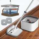 Mop and Bucket Set, Easy-to-use Spin Mop with Separate Dirty Water System, Deep-Cleaning Mops for Floors, Versatile Mops for Walls