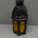 DECORKEY Moroccan Lanterns Decorative Indoor & Outdoor, 11 Medium Size Vintage Metal Hanging&Tabletop Candle Holder Decor, Halloween Christmas Ramadan Decorations for Home Porch Patio (Amber)