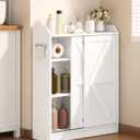 Slim Bathroom Storage Cabinet, Small Cabinet with Sliding Doors, White, 7.9 x 23.6 x29.5 Inches