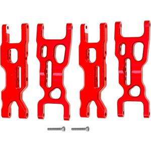 Metal Front & Rear Suspension Arms A-Arms Set Compatible with Losi 1/18 Mini-T 2.0 2WD Stadium RC Truck Hop-Up Parts (Red)