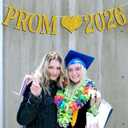 2 x Prom 2026 Banner, 2026 Prom Night Bunting Decorations, Class of 2026 Graduation Party Decorations, College High School Grad Party Supplies, Gold Glitter