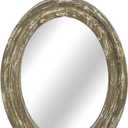 NIKKY HOME Small Oval Wall Mirror, Vintage Wood Frame with Bird Decor Decorative Hanging Wall-Mounted Mirrors for Bathroom, Living Room, Office, Brown