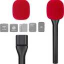 YOUSHARES Handheld Adaptor with Foam Cover, Compatible with Rode and DJI Wireless Microphones for Interviews (Red Foam)
