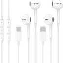 2 Pack USB C Headphones for iPhone 17 16 15, Type C Earphones with Microphone & Remote Control Noise Cancelling Wired Earbuds USB C for iPhone 17 16 15 Pro Max, iPad Pro, Galaxy S25 S24 Ultra, Pixel 9 (White)