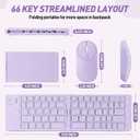 Foldable Mini Rechargeable Bluetooth Keyboard and Mouse Combo, 2.4G Wireless and Bluetooth,(Sync Up to 3 Devices), Ultra-Slim Travel Folding Keyboard for iPhone iPad Mac Android Windows iOS(Purple)