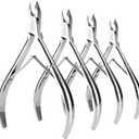 LePinko 4 Packs Upgraded Cuticle Trimmer kit, Sharp Dead Skin Clipper, Labor-saving Cuticula Remover for Fingernail Toenail, Manicure Pedicure Tool for Women Men, 5mm Jaw (Silver)