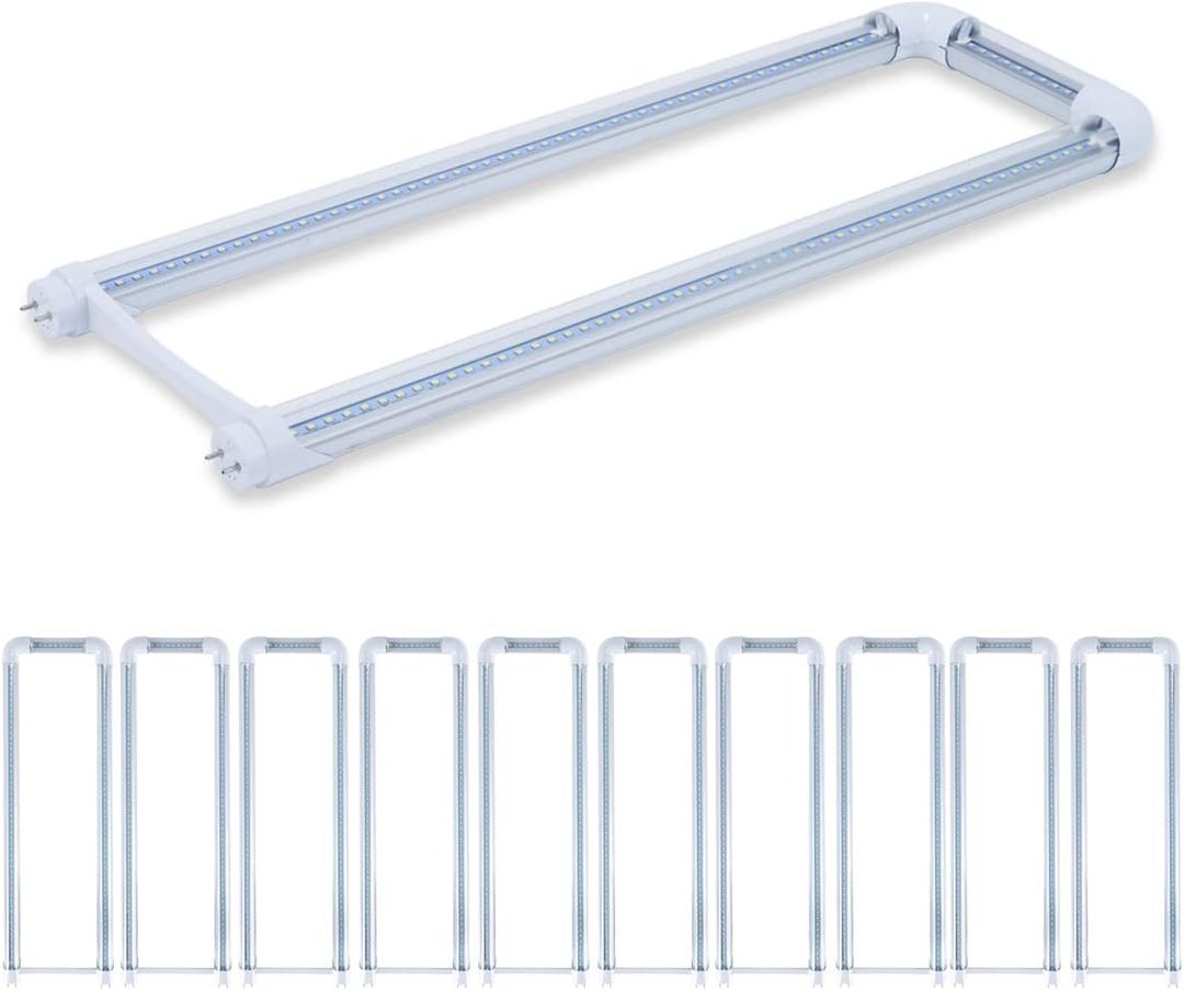 10-Pack T8 U Bend LED Tube Light 2FT 24W (60W Equivalent) U Shaped Bulb 6000K Daylight White 2640lm for Fluorescent Replacement, Dual-End Powered