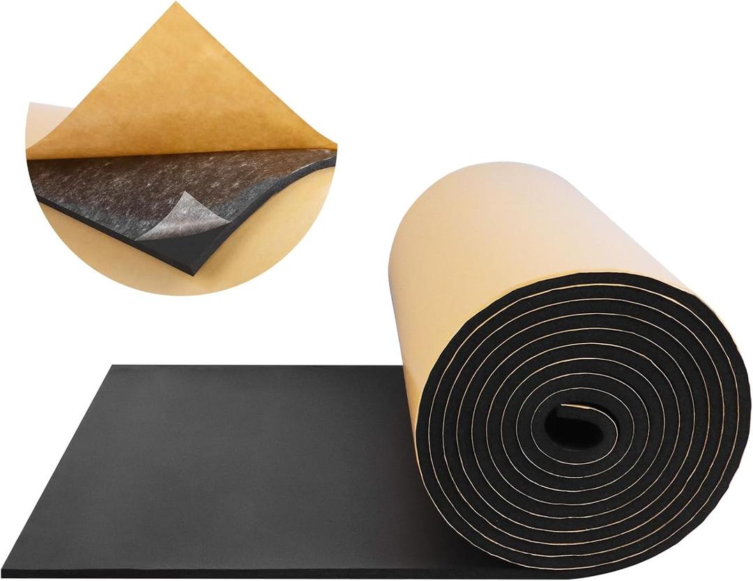Neoprene Foam Padding with Adhesive Closed Cell Foam, Black Self Adhesive Foam Sheets Neoprene Foam Roll Padding for Gaskets Liner Crafts DIY, 12" Wide x 110" Long x 1/4" Thick