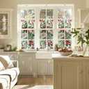 Decorative Rose Stained Glass Window Film, Rose Stained Glass Window Film for Bathroom Shower Door Heat Anti UV