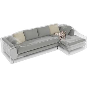 Clear L Shape Couch Cover 131" x 74" x 41" Thick Heavy Duty Waterproof Shield Vinyl Sofa Covers for Sectional Couch Sofa for Pets Prevent Scratch by Dogs Cats, Right