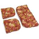 Wicker Chair Cushions of 3 Pieces, Waterproof Outdoor Loveseat Cushion for Wicker Furniture, 1 Love Seat Cushion and 2 U-Shape Pillows for Patio Furniture (Red Flower)