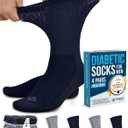Doctor's Select Diabetic Socks for Men - 4 Pairs Crew Diabetic Neuropathy Socks for Men | Diabetic Socks for Men 9-12 (Large, Dark Navy, Light Grey, Navy, Stone Grey)