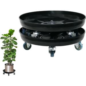 Choclaif Plant Caddy with Wheels,2 Pack Black Heavy Duty Plant Stand with Universal Wheels,Round Pot Trolley for Indoor Outdoor (12)