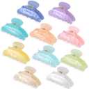 10 PCS Acrylic Hair Claw Clips Cute Non-slip Large Claw Clamps Bulk French Shimmering Stylish Barrettes Big Strong Hold No Slip Hair Clips for Women Girls Thick or Thin Hair Home Out Headpiece