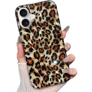 Leopard Case for iPhone 16 Case Cheetah Women Trendy Aesthetic Clear Silicone Protective Shockproof Phone Cases with Beade Phone Strap Lanyard for iPhone