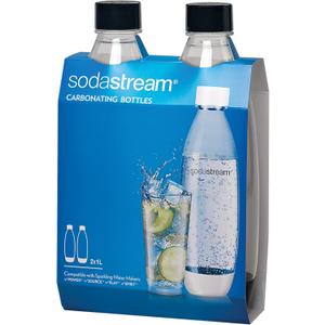 SodaStream - Slim Carbonating Bottles | Eco-Friendly & Reusable | Retains Carbonation Longer | Dishwasher Safe | BPA Free | 34 Fl Oz Capacity | 2-Pack, Black