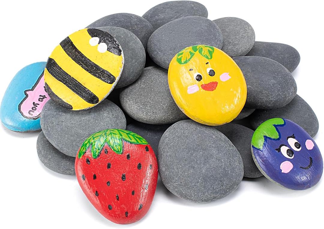 Simetufy 20 PCS Rocks for Painting, 1-2" Natural Flat DIY Painting Rocks, Smooth Stones for Crafts, Arts,Decoration, Kindness Rocks Garden Decoration