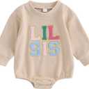 Twopumpkin Baby Toddler Girl Boy Sweatshirt/Romper Long Sleeve Sister Brother Matching Outfit Newborn Clothes 80