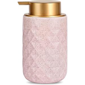 Foam Dispenser - Hand Pump Dispenser Beige Foaming Soap Dispenser Ceramic Dish Liquid Dispenser for Kitchen Bathroom Hand Wash Bottle (13.5oz/400ml Pink)