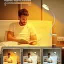 Glocusent 5W 36 LED Reading Clip on Light for Bed, Eye Caring Bed Lamp, 3 Colors & 5 Brightness Levels for Headboard with Adapter, Perfect for Reading, Working & Studying (White)
