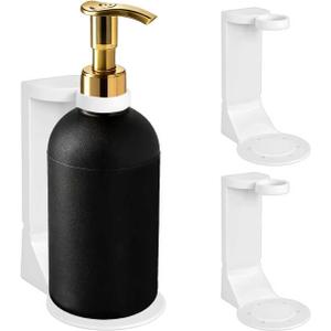 No Drill Shampoo & Conditioner Holders 2 Pack Adhesive Wall Mount Hand Soap Holder for Pump Bottle, 11LB Weight Capacity Fit Large Lotion Bottle