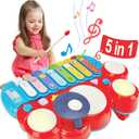 Baby Musical Toys, 3 in 1 Piano Keyboard Xylophone Drum Set for 1 Year Old Girls Toys, Learning Toys for Toddlers 1-3, Baby Piano 18 Months - 1 2 3 4 Year Old Girl Toys Toddler