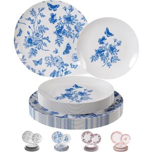 Trendables Disposable Plates For Party Supplies | Blue Floral Plastic Plates For Wedding 80 Pcs - 40 X 8" & 40 X 10" Dinner Plate Sets | Floral Plate Set Disposable Plastic Dinnerware Sets Trendables Disposable Plates For Party Supplies | Blue Floral Plastic Plates For Wedding 80 Pcs - 40 X 8" & 40 X 10" Dinner Plate Sets | Floral Plate Set Disposable Plastic Dinnerware Sets