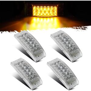 Partsam 4Pcs 6" Rectangle Truck Trailer Amber Led Side Marker Lights and Turn Signal Lights 20 Diodes w/Reflectors, Clear Lens, Waterproof Sealed, Surface Mount