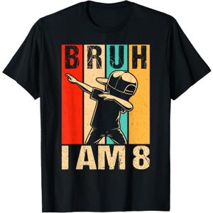 8 Year Old Birthday Dabbing Boy Bruh It's My 8th Birthday T-Shirt, S