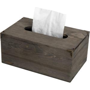 Distressed Wooden Rustic Facial Tissue Box Holder Tissue Box Cover Napkin Dispenser for Bathroom Living Room Dining Room Bedroom Toilet (Grey)