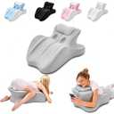 Koriva Ergonomic Memory Foam Wedge Pillow, 27° Angled Couples Pillow, Neck Support Pillow Back Support Cushion, Multi-Functional Bed Position Pillow with Removable Cover，Grey