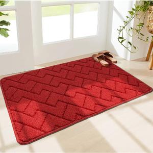 Walensee Indoor Doormat, Front Door Mat for Entrance (24"x35" Red) Machine Washable Entryway Rug, Non Slip Trapper Door Rugs Absorbent Dirt Low Profile Shoes Scraper Inside Floor Mats for Entry