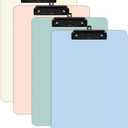 4 Pack Colored Clip Boards,Plastic Clipboards with Low Profile Metal Clip,Hangable Clipboard,Low Profile Clip Board 12.5 x 9 Inch Standard Letter Size
